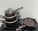 Набір каструль, сотейник та сковорода з гранітним антипригарним покриттям Higher Kitchen НК-315 коричневий