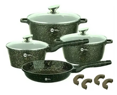 Набір каструль та сковорода з гранітним покриттям Higher Kitchen HK-315, зелений набір посуду