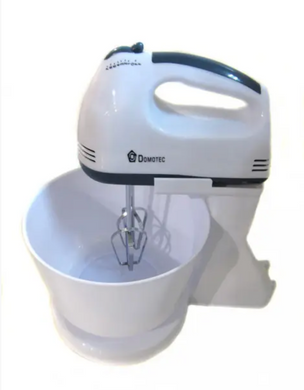 Стаціонарний кухонний міксер з чашею та підставкою Domotec ручний з насадками для тіста