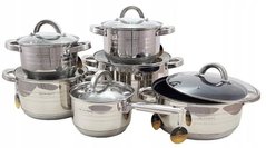 Набір кухонного посуду Edenberg 12 предметів з нержавіючої сталі з 9-ти шаровим дном та сотейником з тефлоновим покриттям