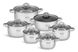Набір кухонного посуду Edenberg 12 предметів з нержавіючої сталі з 9-ти шаровим дном та сотейником з тефлоновим покриттям