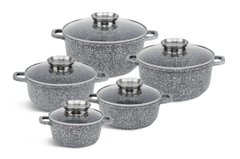 Набір кухонного посуду Edenberg 10 предметів із алюмінію з мармуровим покриттям Сірий