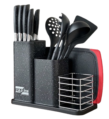 Набір ножів та кухонного приладдя Zepline 14 предметів на підставці