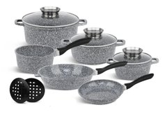 Набір кухонного посуду Edenberg 12 предметів із литого алюмінію з гранітним антипригарним покриттям