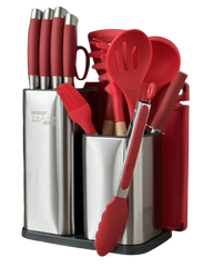 Набір ножів та кухонного приладдя Zepline 17 предметів на підставці