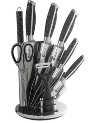 Набір ножів Zepline 9 предметів ножиці овочечистка нержавіюча сталь на підставці