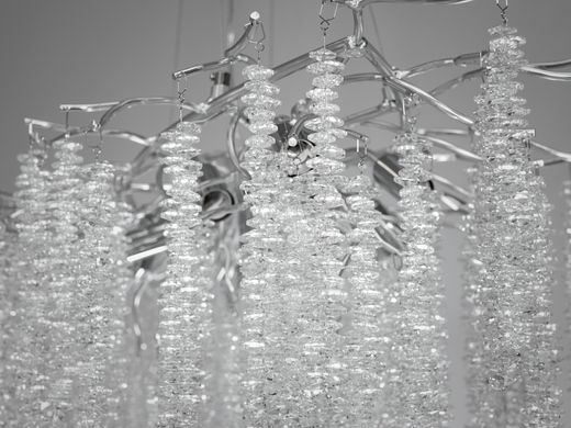 Сучасна, унікальна кришталева люстра "Гліцинія" витягнутої форми на 12 ламп, довжиною 120 см, колір хром