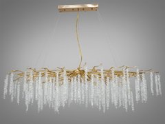 Елітна, дизайнерська кришталева люстра "Гліцинія" витягнутої форми на 15 ламп, довжиною 155 см, золото