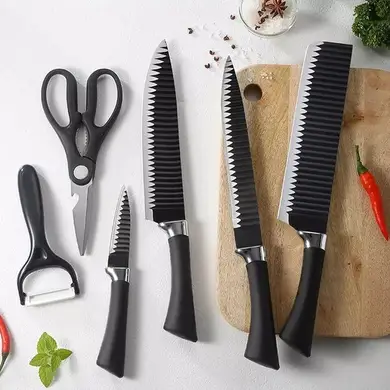 Набір ножів Zepline 6 предметів неіржавіюча сталь ножиці овочечистка