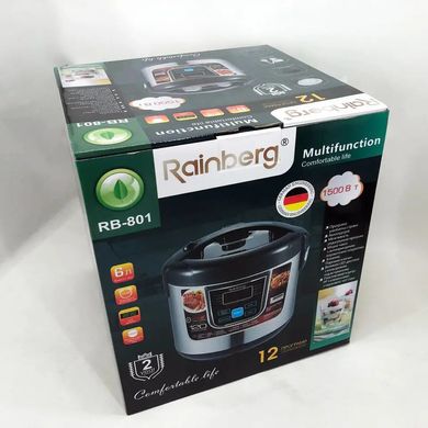 Багатофункціональна мультиварка LED-дисплей 12 програм з чашею 6л електрична Rainberg 1500 Вт