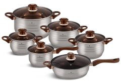 Набір кухонного посуду Edenberg 12 предметів нержавіюча сталь з багатошаровим дном для всіх типів плит