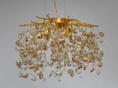 Втілення вишуканості та чарівності, елітна кришталева люстра з гілочками, діаметром алюмінієвого каркасу 45 см, золотого кольору