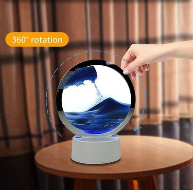 Настільна LED лампа рухомий пісок RGB підсвітка 3D пісочний годинник