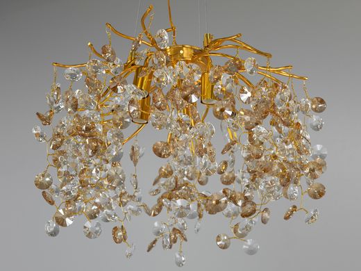 Втілення вишуканості та чарівності, елітна кришталева люстра з гілочками, діаметром алюмінієвого каркасу 45 см, золотого кольору