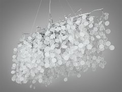 Сучасна дизайнерська кришталева люстра "Гліцинія" витягнутої форми з алюмінієвими елементами на 10 ламп, хром