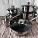 Набір кухонного посуду з 12 предметів Rainberg нержавіюча сталь з товстим дном та скляними кришками