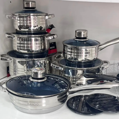 Набор посуды 18 предметов Набор кастрюль со сковородкой из нержавеющей стали