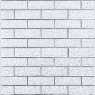 Самоклеюча 3D панель 700х770х3мм Біла цегла смужка срібло (100-3) SW-00000752