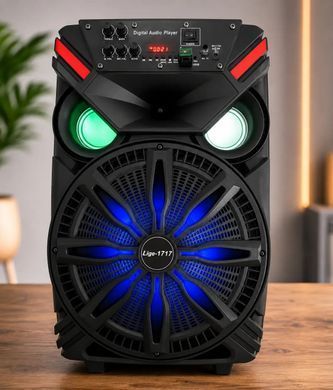 Портативная акустическая система 12" 25Вт с Bluetooth микрофоном на аккумуляторе 2000мA на колесах LiGE-1717 Black