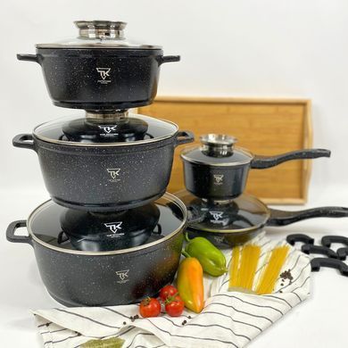 Набір посуду Top Kitchen з 12 предметів каструлі, сковорода та сотейник з гранітним антипригарним покриттям для всіх типів плит