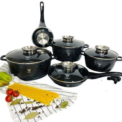 Набір посуду Top Kitchen з 12 предметів каструлі, сковорода та сотейник з гранітним антипригарним покриттям для всіх типів плит