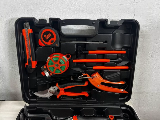 Набір садових інструментів 14 в 1 в кейсі Gardening Set ART &mdash; Універсальний садовий набір: секатор, лопата, граблі, пила