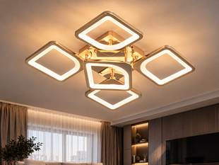 Стельова LED люстра 8060 Квадрати 72Вт ІЧ пульт &mdash; світлодіодна люстра з димером, 5 модулів, до 12 м&sup2;