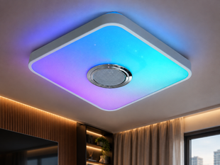 Стельовий LED смарт світильник DB-8501B білий 45W RGB &mdash; з Bluetooth колонкою та керуванням TUYA Smart Life