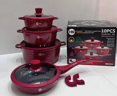Набор кастрюль и сковорода с гранитным антипригарным покрытием Higher Kitchen HK-324 Красный
