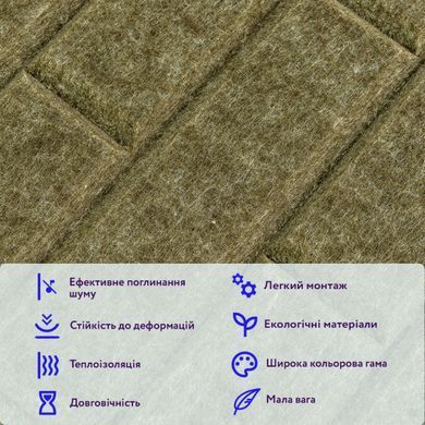 Звукоізоляційна панель 600х600х9мм Хакі SW-00002705