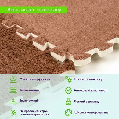 Підлога-пазл плюшевий 30х30х1см Коричневий (D) SW-00002082