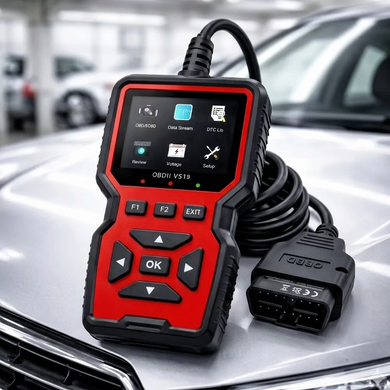 Автомобильный диагностический адаптер OBD2 с цветным дисплеем и украинским интерфейсом V519 Red