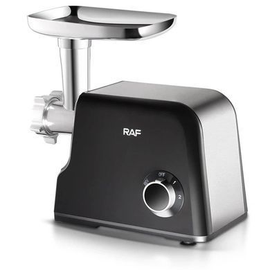 Електрична м'ясорубка RAF R.3372 1000W з реверсом, 2 швидкостями, 3 решітками для фаршу, насадками для домашніх ковбас і кеббе, ножем із нержавіючої сталі