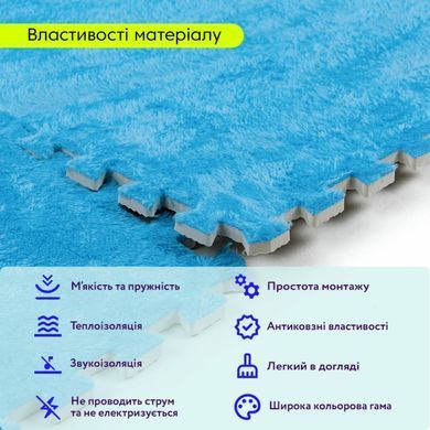 Підлога-пазл плюшевий 60х60х1см Блакитний (D) SW-00002091