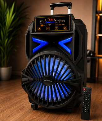 Потужна акустична система 12&Prime; з Bluetooth, FM, USB, LED-підсвіткою та караоке на акумуляторі KOLAV 1757В Black