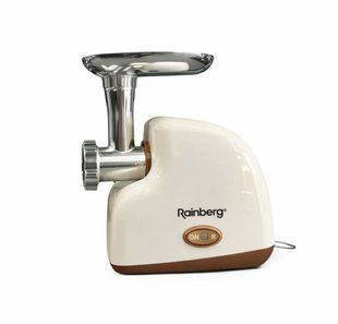 Мясорубка электрическая Rainberg RB-2319 3000W для дома с защитой двигателя, реверсом, насадками для колбас и кеббе, 3 решетки для фарша, электромясорубка бежевая