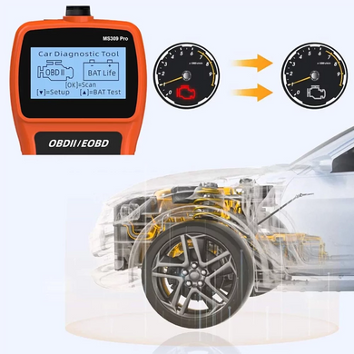 Сканер OBD2 автомобільний діагностичний тестер акумулятора, зчитувач кодів несправностей Autel Maxi Scan MS309Pro Red