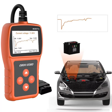Сканер OBD2 автомобільний діагностичний тестер акумулятора, зчитувач кодів несправностей Autel Maxi Scan MS309Pro Red