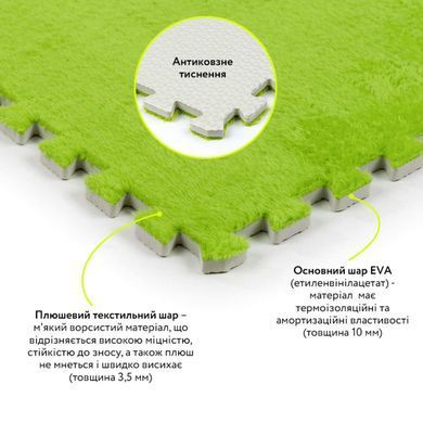 Підлога-пазл плюшевий 60х60х1см Салатовий (D) SW-00002095