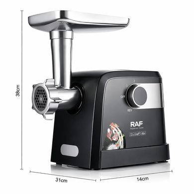 Мясорубка электрическая RAF R-3362 1000W для дома с реверсом, 3 решетками для фарша, насадками для колбас и кеббе, защита от перегрузки, мощная электромясорубка