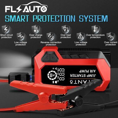 Пуско-зарядное автомобильное устройство 6000mAh 600А с компрессором 150PSI 32л/мин, дисплеем и фонарём JUMP STARTER COCY-Q18 Red