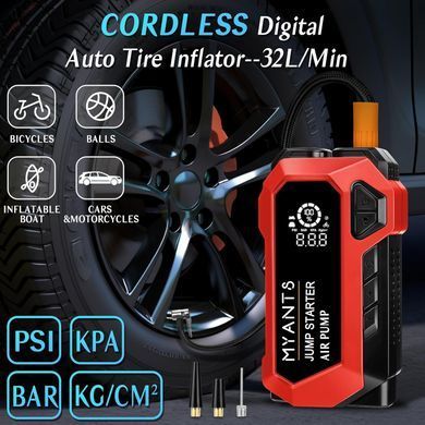 Пуско-зарядное автомобильное устройство 6000mAh 600А с компрессором 150PSI 32л/мин, дисплеем и фонарём JUMP STARTER COCY-Q18 Red