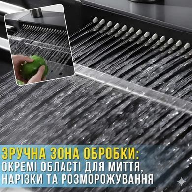 Кухонна мийка 75&times;46см з нержавіючої сталі з висувним змішувачем і 3 режимами подачі води "Водоспад" RK