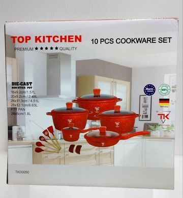 Набір посуду Top Kitchen на 10 предметів з каструль та сковорідки з кришками з антипригарним покриттямдля всіх видів плит