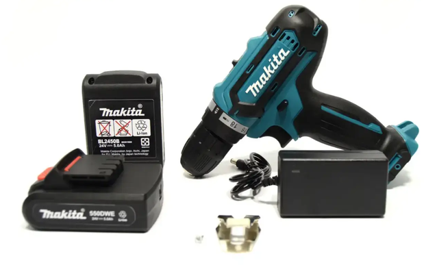 Шуруповерт Makita 331 DWE (24V, 5.0AH) з набором інструментів, запасний акумулятор