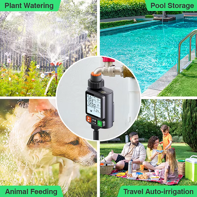 Умный программируемый таймер полива XON Water Timer X-344, 3/4", до 10 программ, ЖК-дисплей, IP54, для сада и огорода, черный